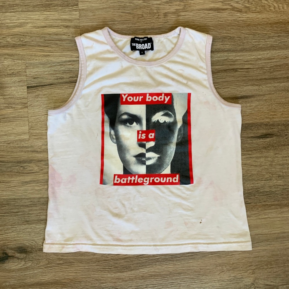 The Broad Barbara Kruger Your Body Is A Battleground Tank Top White Small